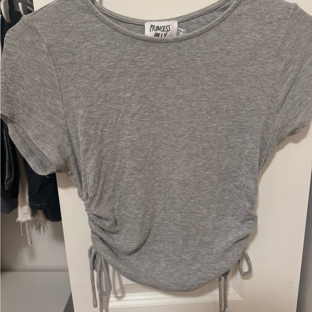Princess Polly Light Gray Ruched Tee